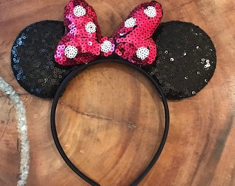 Minnie Ears - Mouse Ears - Hot Pink Bow