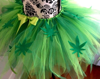 Handmade Green Leaf Tulle Tutu - Adult Costume