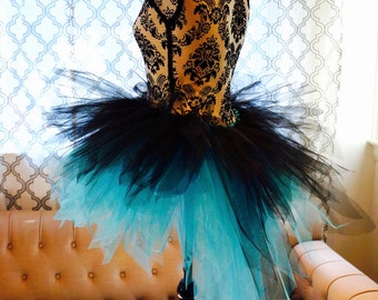 Turquoise and Black Tutu - Adult Tutu - Bustle Tutu - Witch Tutu