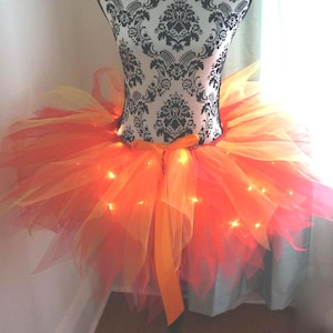 Flame Tutu – Red Orange Yellow Tulle Skirt, Festival Rave Costume