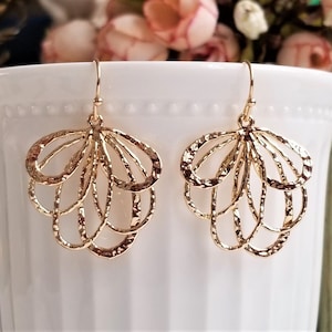 Gold filigree earrings, Filigree Dangling earrings, Filigree Lace earrings, Earrings gift, Bridal earrings, Bridesmaid's Earrings