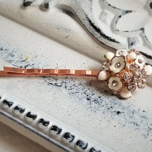 Rhinestone hair pin, Rose Gold Hair Clip, Bridal bridesmaid flower girl hair pin, Rhinestone hair pin