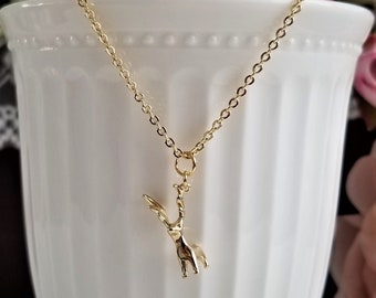 Elk deer pendant, Elk deer necklace, Gold deer charm necklace, Minimalist necklace, Petite pendant necklace, Necklace gift, Dainty necklace