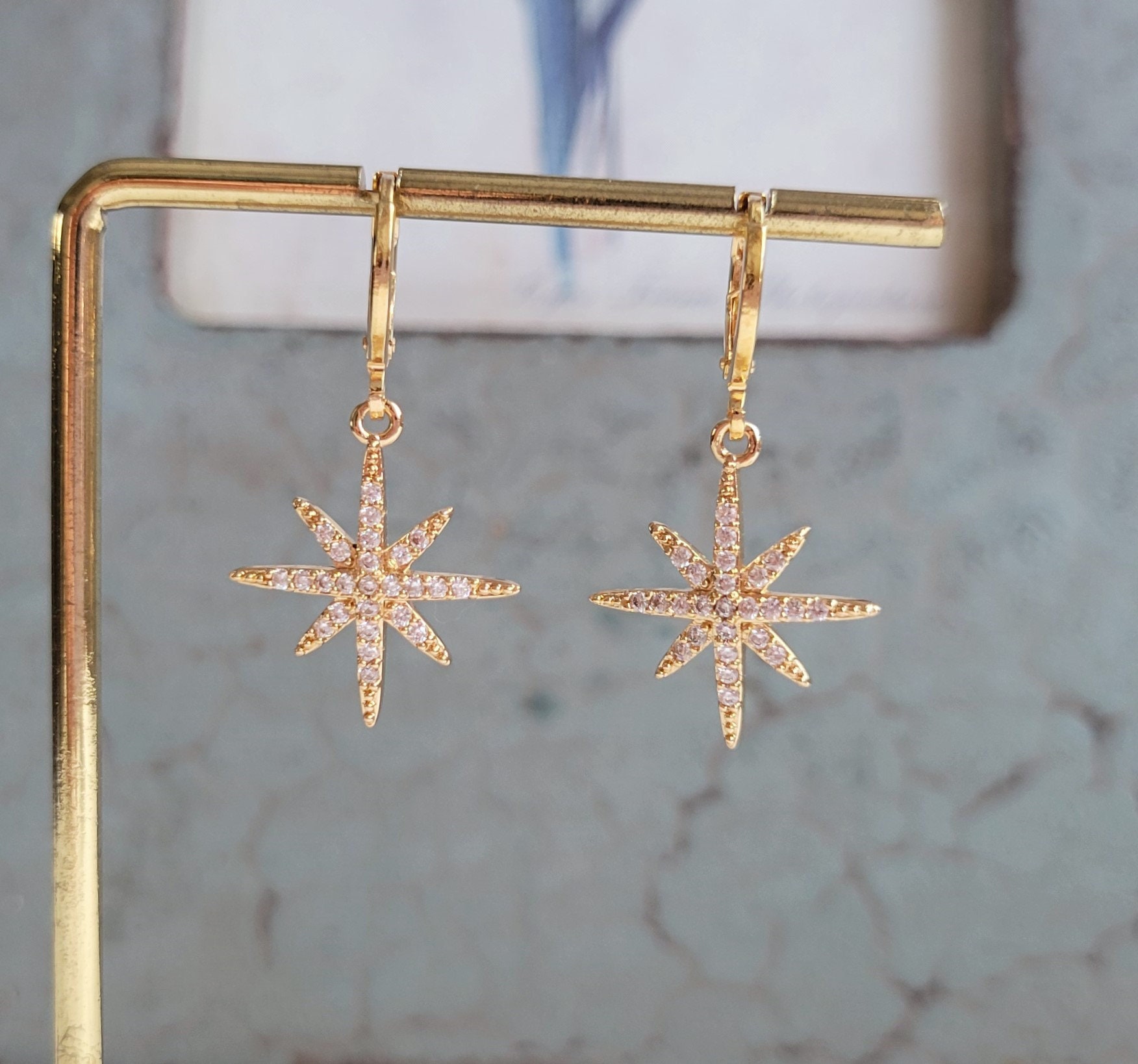 Philip Jones Orecchini A Stella Placcati Oro – Con Cristalli Zircondia®, In Sacchetto Regalo