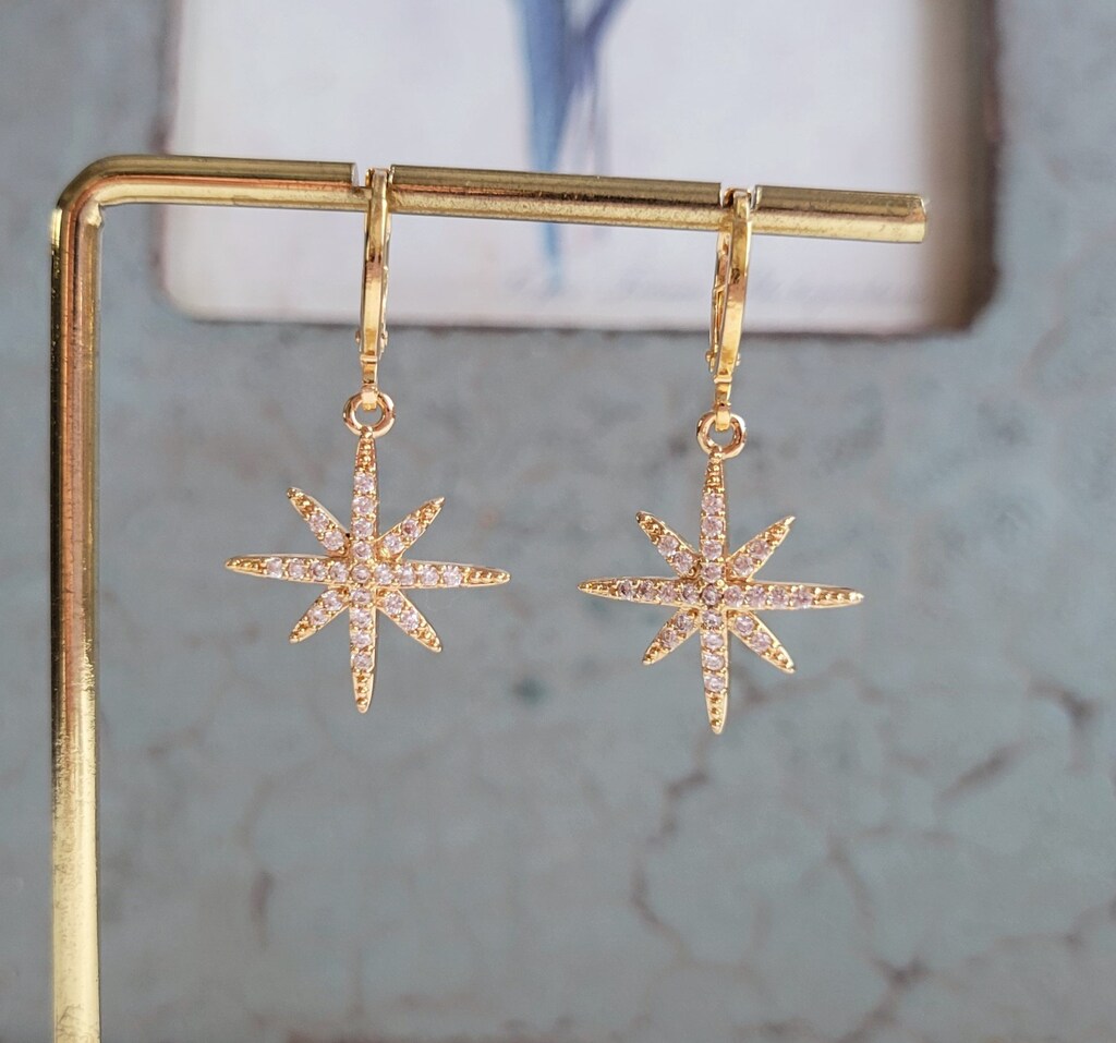 Philip Jones Orecchini A Stella Placcati Oro – Con Cristalli Zircondia®, In Sacchetto Regalo