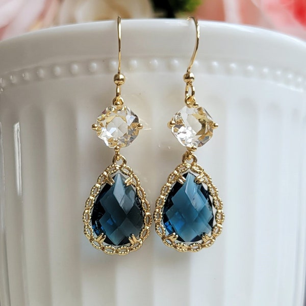 Navy Blue Earrings Etsy