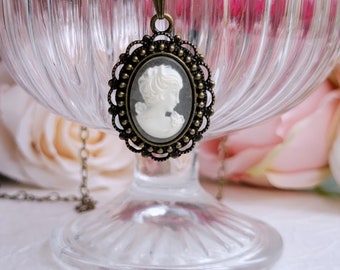 Victorian lady cameo pendant necklace, Cameo pendant, Cameo necklace, Antique inspired cameo, Gift necklace