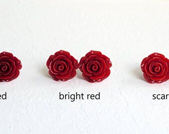 Orecchini Pendenti Bohémien A Nappa Con Fiore Rosso E Zirconia - Lunghi Orecchini A Cerchio Per Matrimonio E Feste