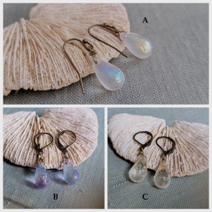 Czech glass drop earrings, Czech glass boho earrings, AB drop earrings, Minimalist, Everyday earrings, Earrings gift, Rustic earrings