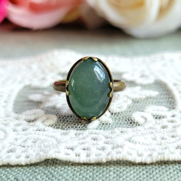 Green Aventurine ring, Aventurine ring, Gemstone ring, Boho gemstone ring, Natural Aventurine ring, Green gemstone ring, Adjustable ring