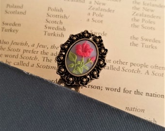Cameo bookmark, Flower cabochon bookmark, Gift bookmark