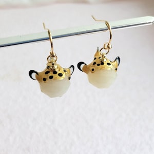 Pufferfish earrings and necklace set, Puffer fish earrings, Sea animal jewelry, Funny pufferfish gift for her, Cute puffer fish dangling