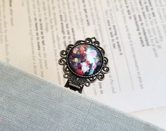 Floral bookmark, Metal clip bookmark, Antique inspired cabochon bookmark, Gift bookmark, Shabby chic bookmark, Bookmark gift