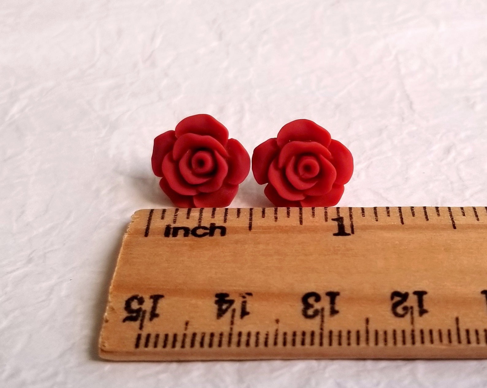 Red Flower Earrings Red Rose Earrings S925 Earrings Etsy