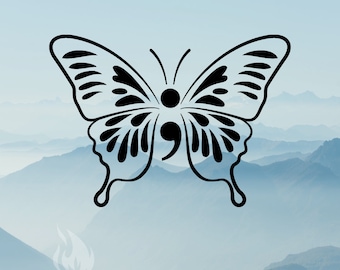Suicide Survivor Awareness Butterfly Decal | Mental Health Support Decal | Semicolon Butterfly