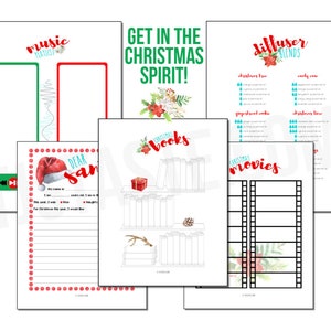 Kerstplanner invulbaar / bewerkbaar en afdrukbaar Organiseer vakantiemenuplan Decor binder recepten print groenblauw rood groen aqualijst kerstman afbeelding 4