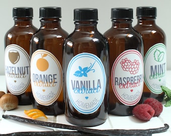 Printable Flavor Extract Labels (Now With a Fillable Generic Label!) Homemade Flavoring Gift Baking Cooking Garden Editable Avery DIY