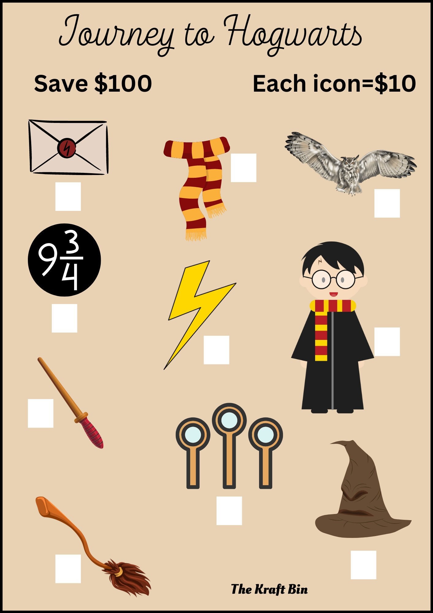 Journey to Hogwarts Savings Challenge Savings Tracker PDF - Etsy