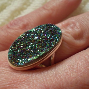 Titanium Drusy 925 Sterling Silver Ring Size 8.75