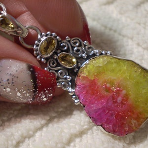 Solar Quartz (Natural) Citrine (Natural) 925 Antiqued Sterling Silver Pendant