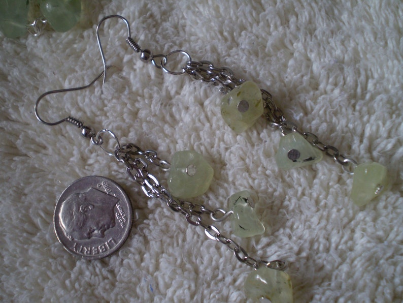Prehnite Natural Antique Silver Necklace & Earrings Set image 4