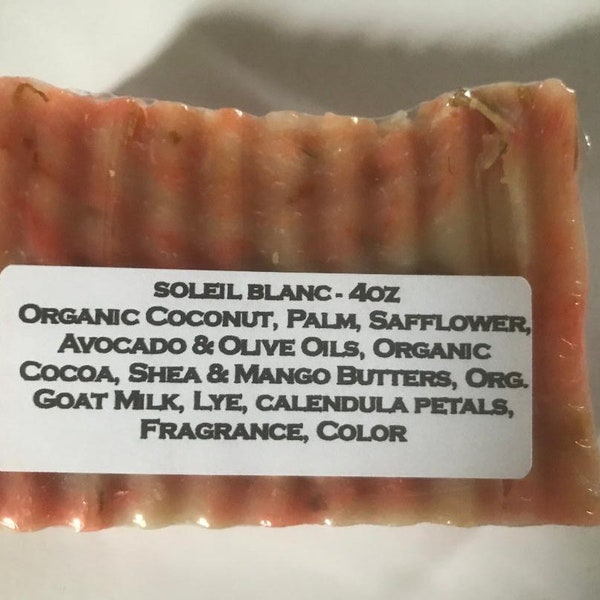 Soleil Blanc - Rustic Suds Natural - Organic Goat Milk Triple Butter Soap Bar - 4oz. Each