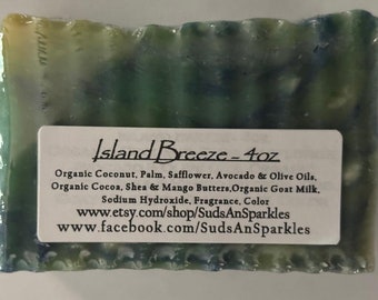 Island Breeze - Rustic Suds Natural - Organic Goat Milk Triple Butter Soap Bar - 4oz. Each