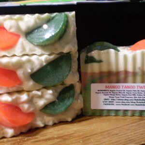 Mango Tango Twist - Decorative Top - Organic Goat Milk Triple Butter Soap Bar - Large Bars