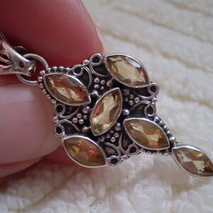 Citrine (Natural) Cross 925 Antiqued Sterling Silver Pendant