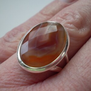 Striped Agate (Natural) 925 Sterling Silver Size 6.75 Ring