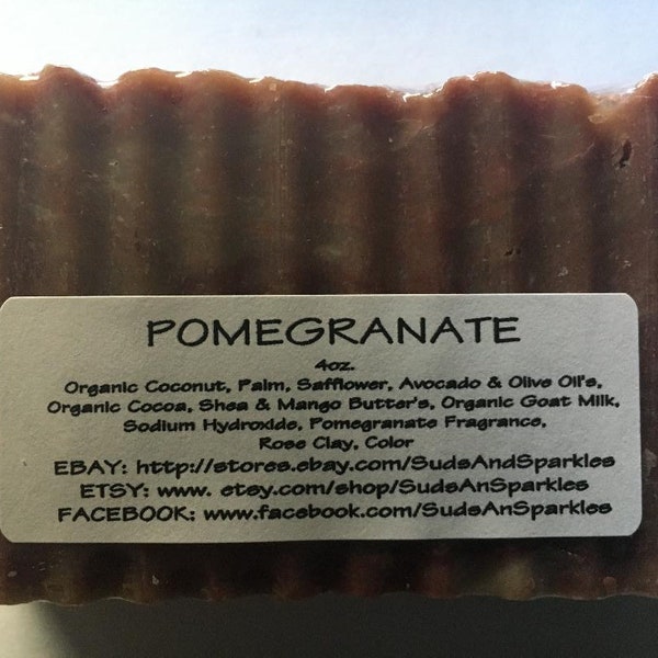 Pomegranate - Rustic Suds Natural - Organic Goat Milk Triple Butter Soap Bar - 4oz. Each