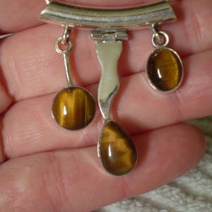Tigers Eye (Natural) Chandalier 925 Sterling Silver Pendant