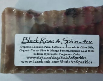 Black Rose & Spice - Rustic Suds Natural - Organic Goat Milk Triple Butter Soap Bar - 4oz. Each