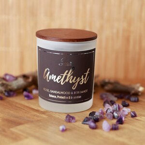 Amethyst Infused Soy Candle | 30+ Hour Burn Time | 7oz/200g | Natural Soy Wax Candle |