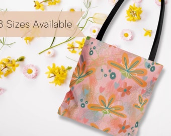 Wildflowers Tote Bag, Womens Laptop Bag, Library Bag, Readers Bag, Bookworm Gifts, Teacher Gifts