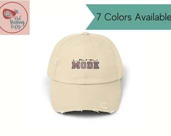 Mom Mode Baseball Distressed Cap, Multiple Colors to Choose From, Mothers Day Gift, Mom Gift, Distressed Hat