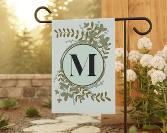 Custom Monogram Garden Flag, Custom Monogram House Banner, Floral Garden and House Flag, Floral Monogram House Sign