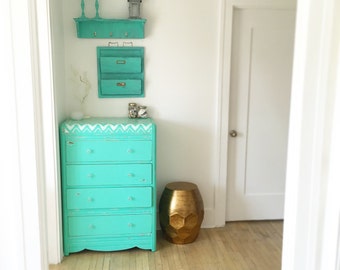 Mint Beachy Bahama Mama Shabby Chic Dresser