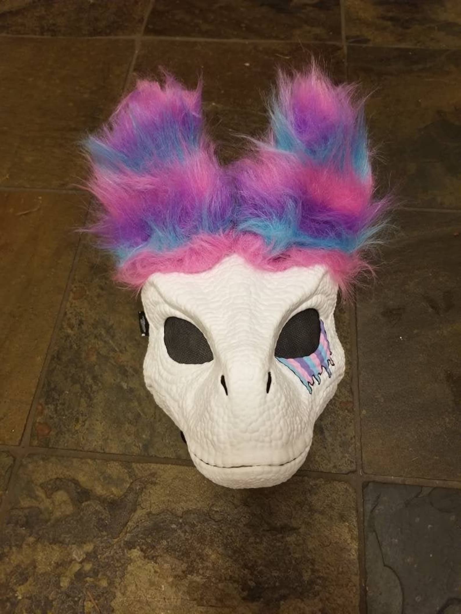 Dino Raptor Mask Furry dino Rainbow Drip Customizable Dino Etsy