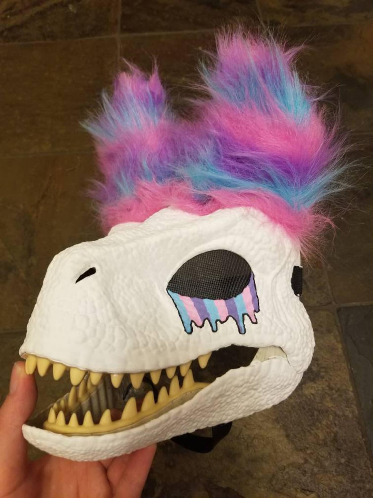Dino Raptor Mask Furry Dino Rainbow Drip Customizable Dino Etsy Canada
