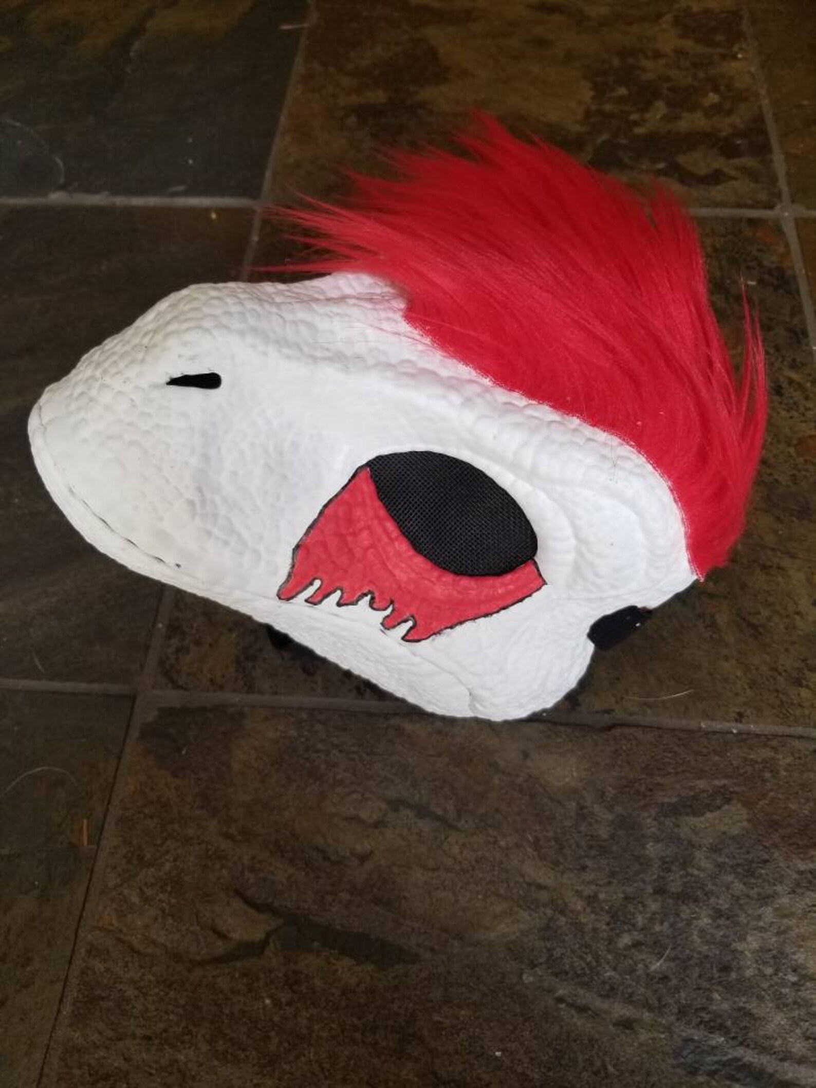 Hand Painted Red Furry Dino Velociraptor Mask Fursuit Cosplay | Etsy
