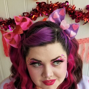 Love You Lots Valentine&#39;s Heart Bows / Pastel Heart and Lovecore Style Bows