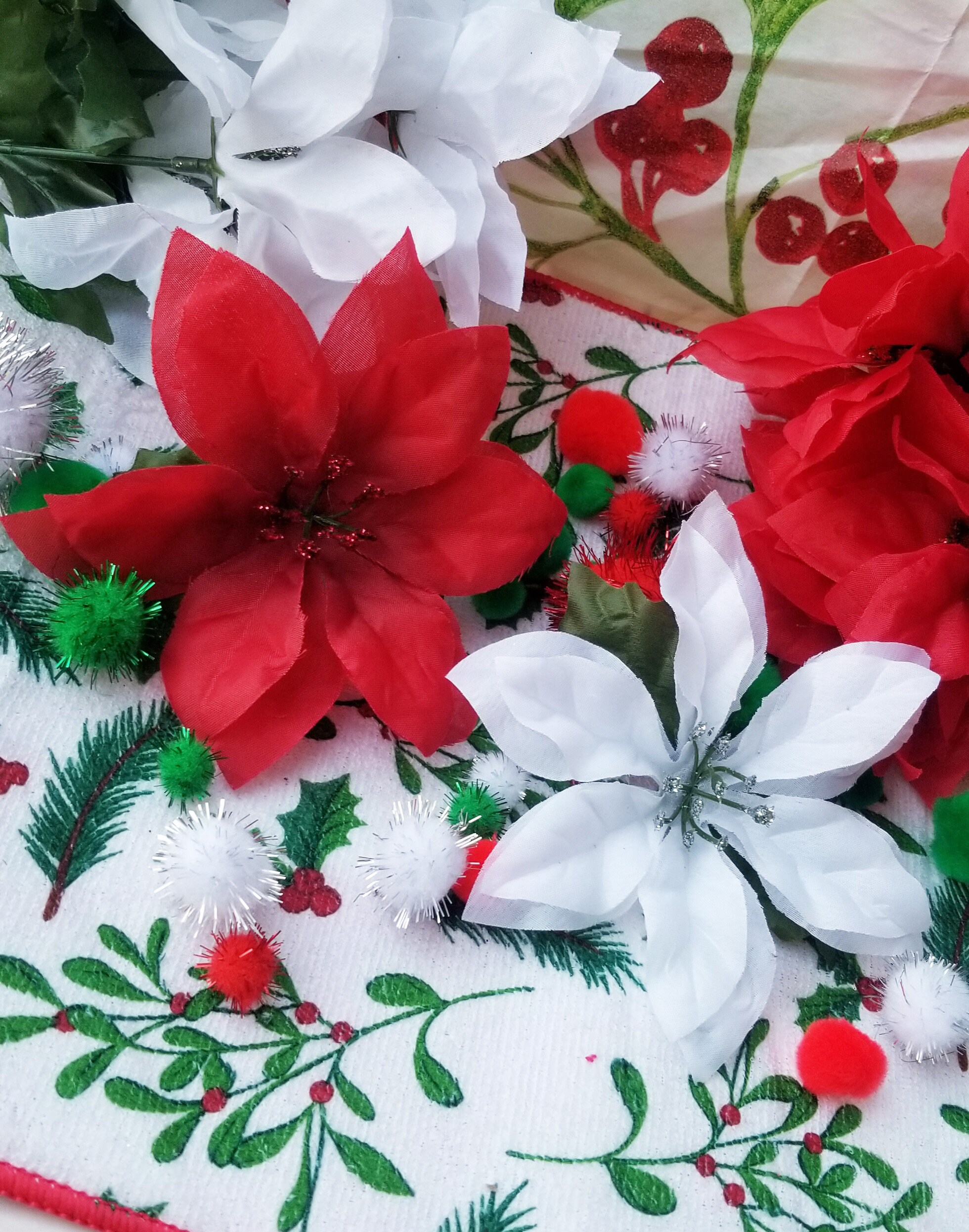 Holiday‎ Red Rose White Poinsettia Hair Flower Clip Pinup Rockabilly Christmas New Pink POINSETTIA Fabric Floral Pin-up | Mercari main image 4