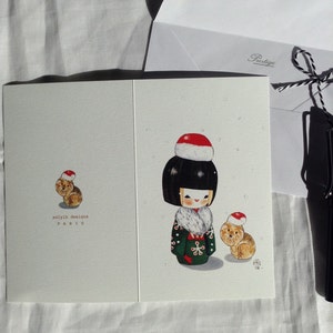 Originale Kokeshi Puppen Weihnachts( und alle Gelegenheiten ) Karten auf einem 250g Premium französischen Papier