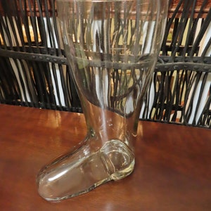 Vintage Large Glass Riding Boot German Beer Drinking Boot Vase Equestrian Decor