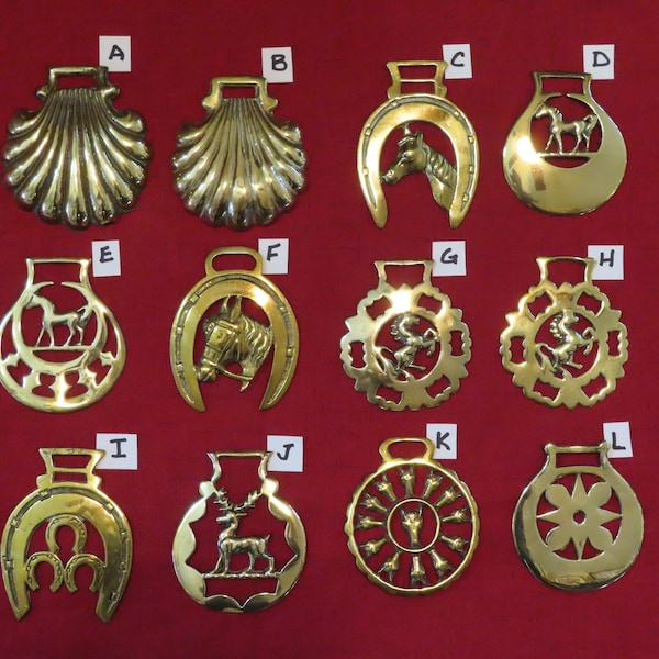 Antique English Horse Brass Medallions: Bridle Harness Ornament