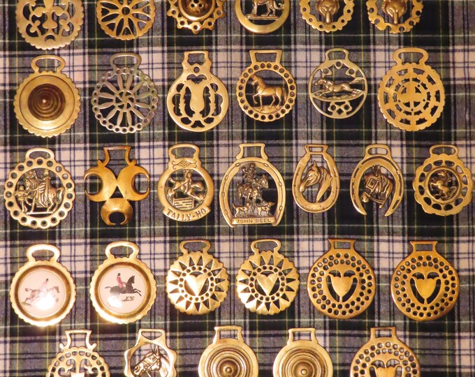 Antique and Vintage English Horse Brass Medallions Ornaments Harness