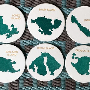 San Juan Island Coasters (letterpress printed)