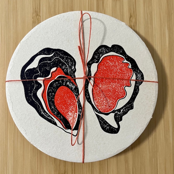 Oyster Coasters (letterpress printed)