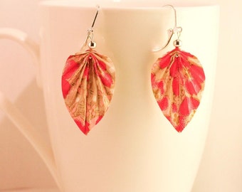 Origami earrings - palm leaf - cherry blossoms